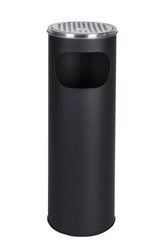 METLEX MX9157BL standing ashtray and wastebasket matte black