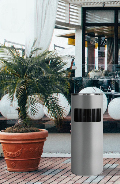 METLEX MX2076SL standing ashtray and trash garbage can