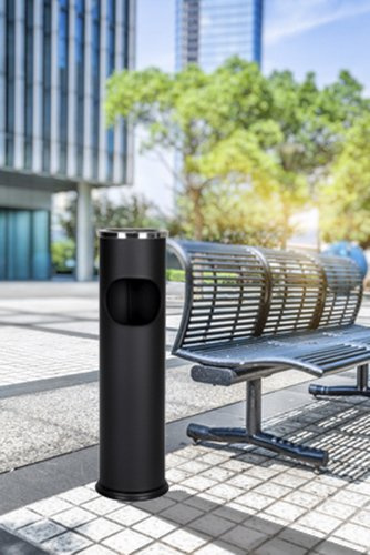Standaschenbecher, Kombi-Ascher mit Mülltonne, schwarz, H 56 cm