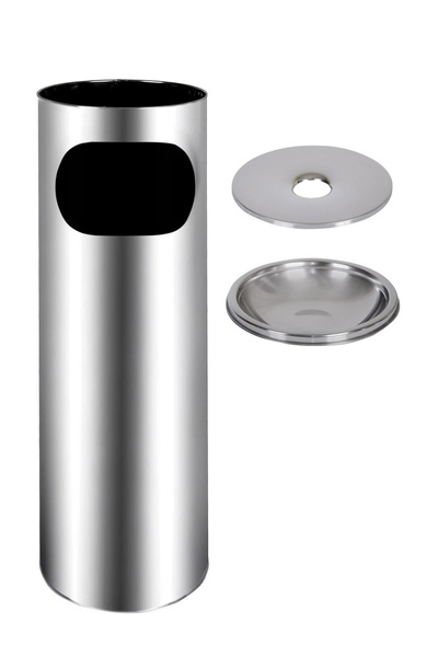 Standaschenbecher Mülleimer Edelstahl Aschenbecher Standascher Silber 58cm