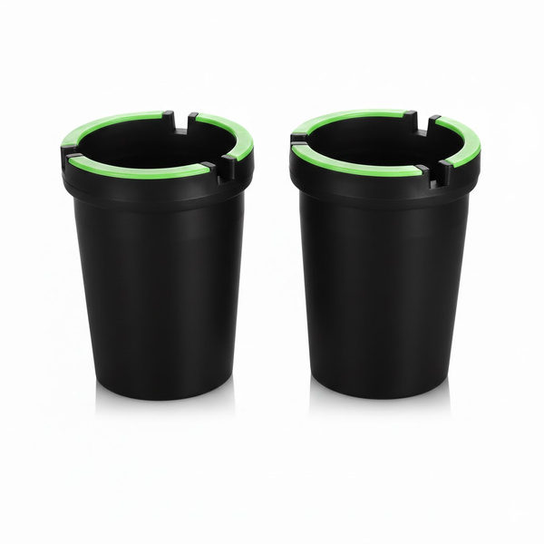 2X Aschenbecher für draußen - Windaschenbecher - Sturmaschenbecher mit leuchtendem Deckel - Autoaschenbecher, Ø 8 cm