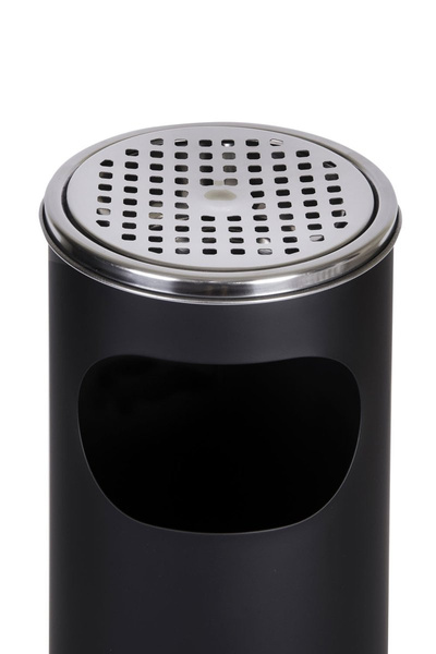 METLEX MX9157BL standing ashtray and wastebasket matte black