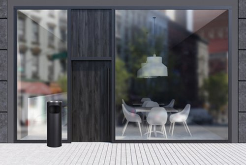 Standaschenbecher, Kombi-Ascher mit Mülltonne, schwarz, H 58 cm