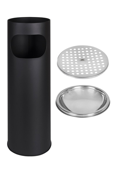 Standaschenbecher, Kombi-Ascher mit Mülltonne, schwarz, H 58 cm