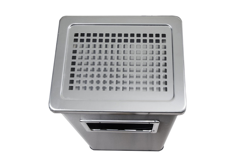 Standaschenbecher, Kombi-Wandascher mit Mülltonne, silber, H 62 cm