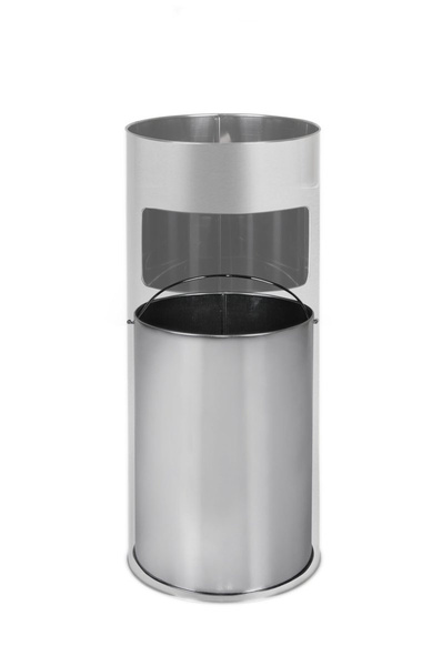 Standaschenbecher, Kombi-Ascher mit Mülltonne, silber, H 61 cm