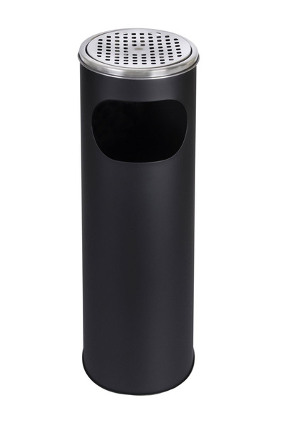 METLEX MX9157BL standing ashtray and wastebasket matte black
