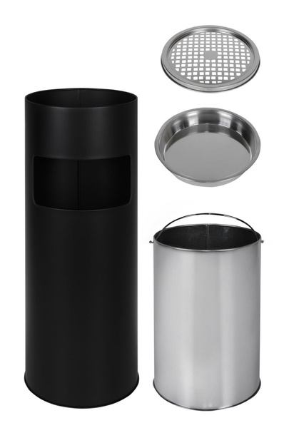 CAMPALO Standaschenbecher für draußen, 2-in-1 Schwarz 62CM